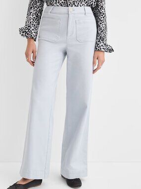 Loft Wide Leg Palmer Pant in stretch soft cotton light blue size P4